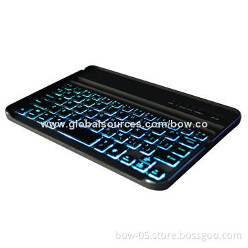 Wireless 7-color Backlit Bluetooth Keyboard Case for iPad Mini 1/2 with Groove/Aluminum Alloy Cover